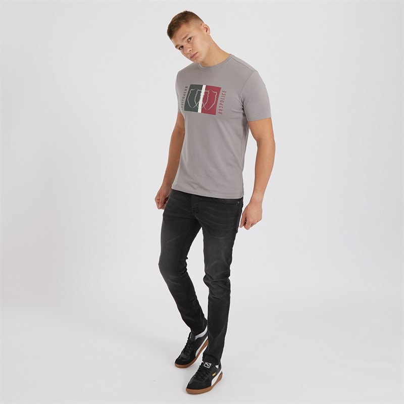 Crosshatch Herre Buraca Slim Jeans Vasket Sort - Billede 4