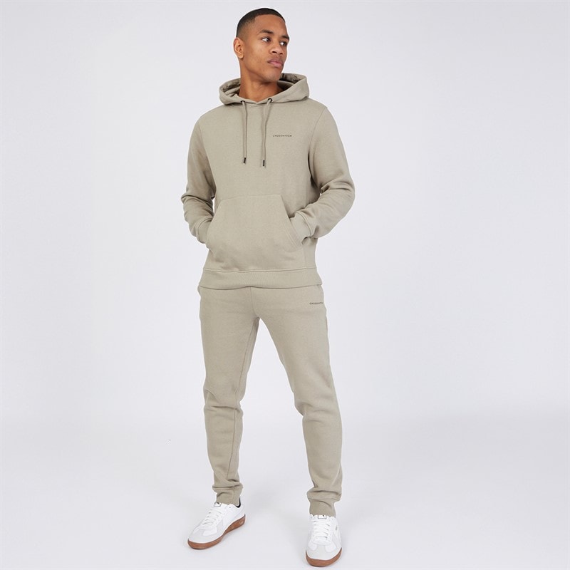 Crosshatch Herre Chelmere Hoodie og Joggers Sæt Mørk Sten - Billede 4