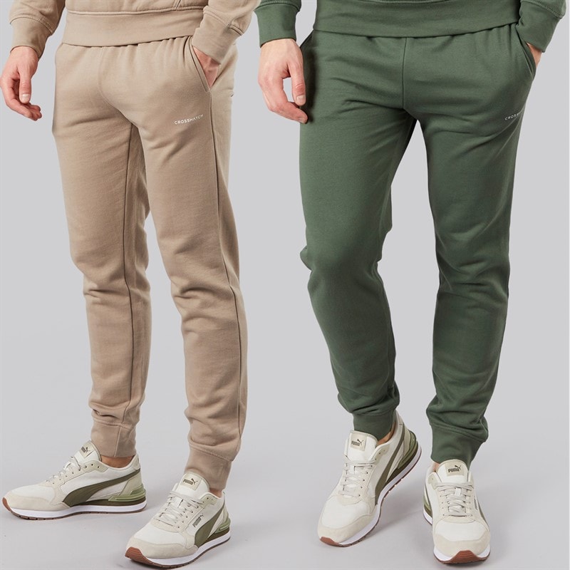 Crosshatch Herre Traymax Joggingbukser To-pak Khaki/Sten - Billede 1