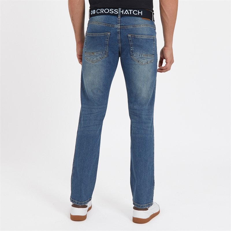 Crosshatch Herre Princed Jeans med lige pasform Stenvasket - Billede 2