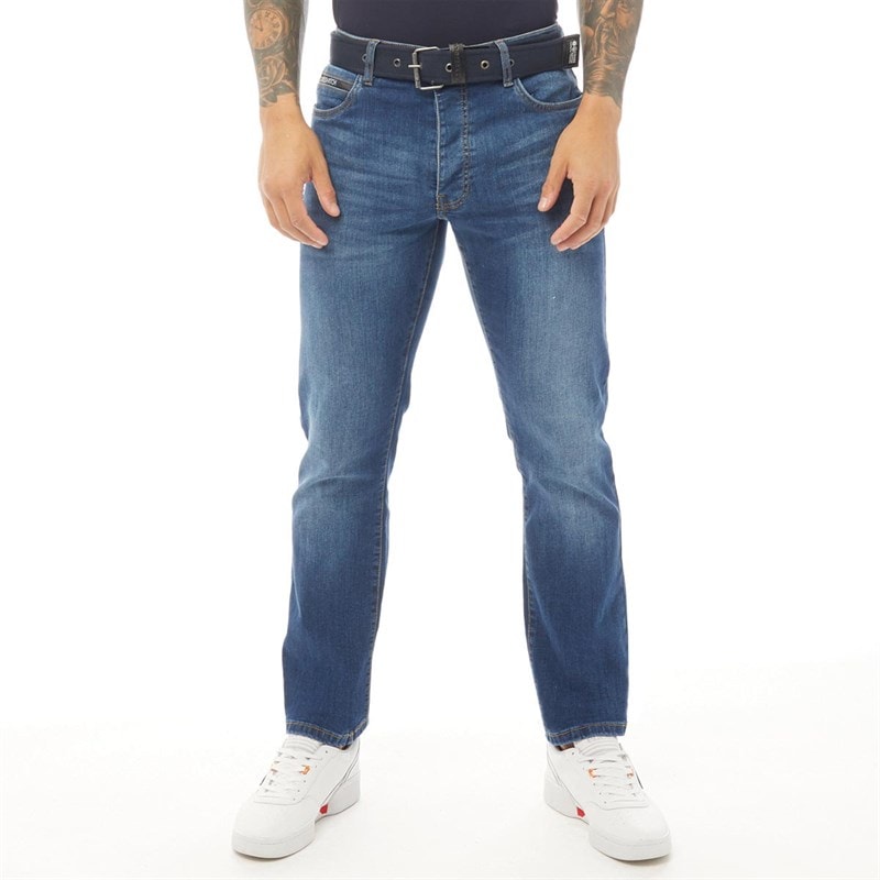 Crosshatch Herre Princed Jeans med lige pasform Stenvasket - Billede 3