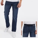Crosshatch Herre Princed Straight Fit Jeans Mørk Vask