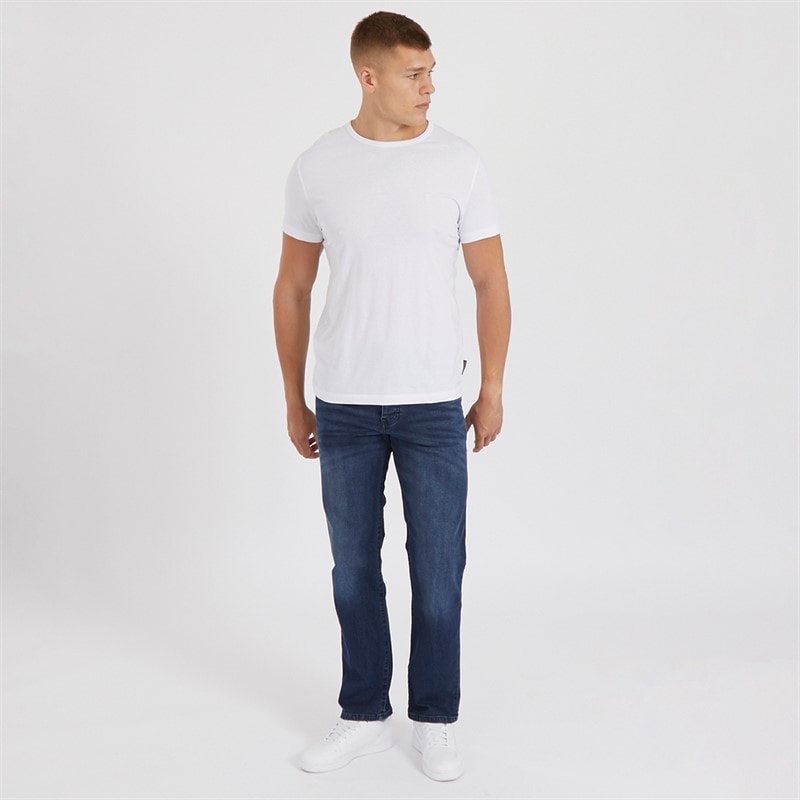 Crosshatch Herre Princed Straight Fit Jeans Mørk Vask - Billede 4