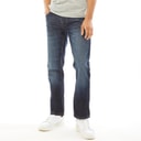 Crosshatch Herre Nye Prægede Techno Straight Fit Jeans Mørk Vask