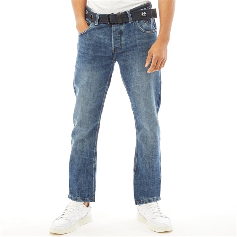 Crosshatch Herre Jeans med nyt præget Techno-look, lige pasform, stenvaskede - Billede 3