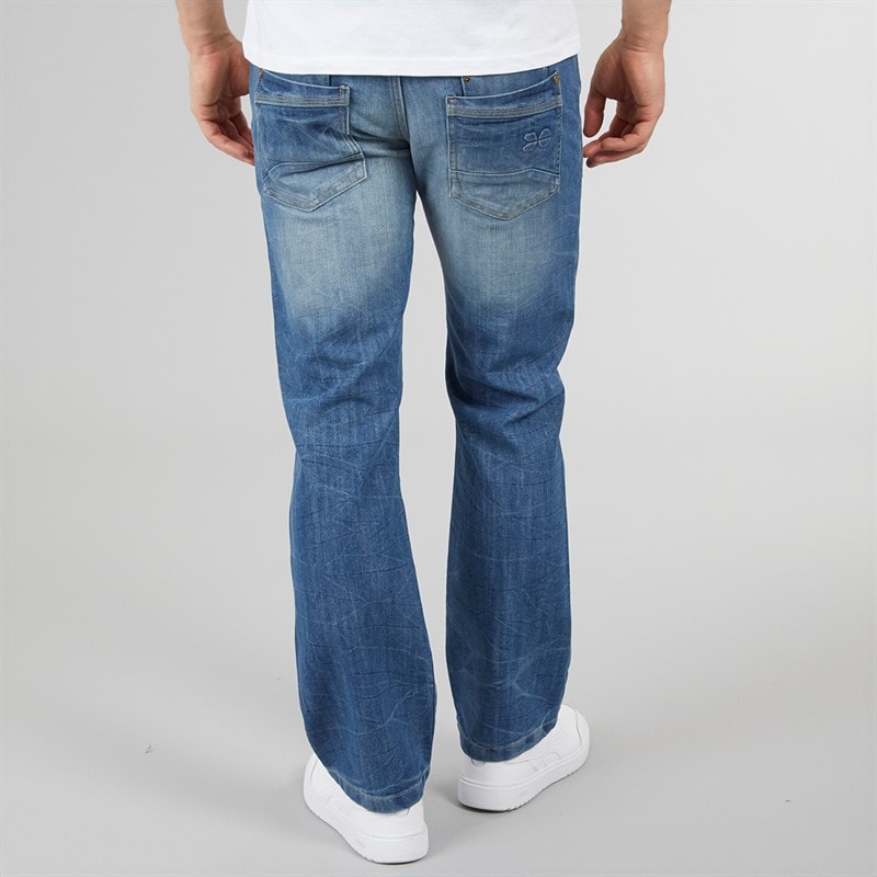 Crosshatch Herre Nye Baltimore Bælte Jeans Straight Jeans Lyse Vask - Billede 2
