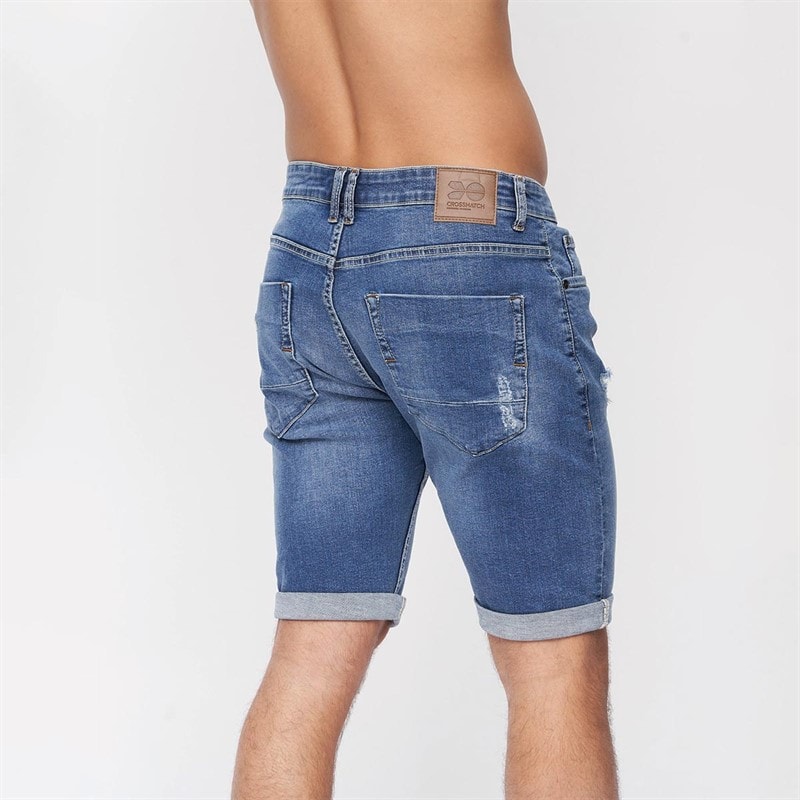 Crosshatch Herre Riptrey Denim Shorts med ridsede detaljer Mellemvask - Billede 2