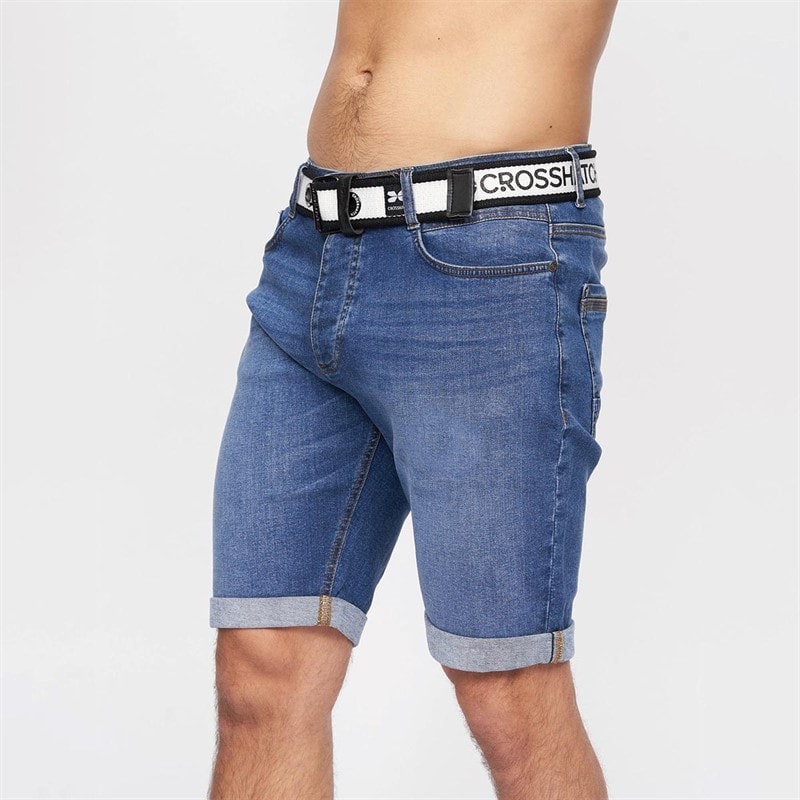 Crosshatch Herre Reestier Denim Shorts Mellem Vask - Billede 1