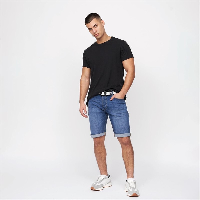 Crosshatch Herre Reestier Denim Shorts Mellem Vask - Billede 4