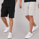 Crosshatch Herre Kathos Cargo Shorts To-pak Grå/Sort