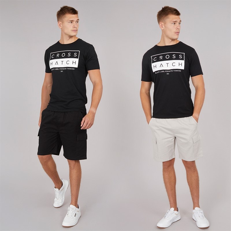 Crosshatch Herre Kathos Cargo Shorts To-pak Grå/Sort - Billede 4
