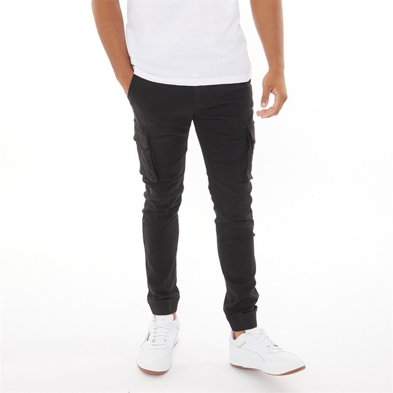 Crosshatch Herre Frenton Cargo Bukser Sort