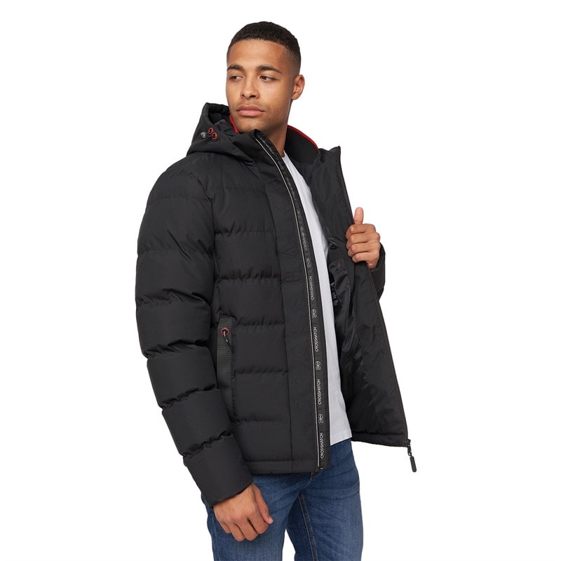 Crosshatch Mænd Kampnew Prægning Placket Jakke Sort - Billede 1