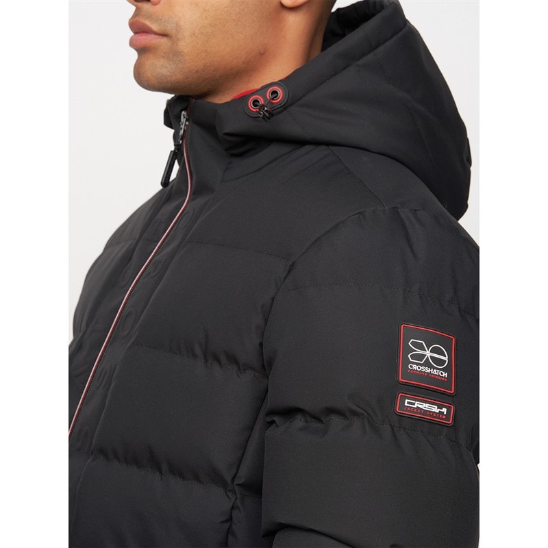 Crosshatch Mænd Kampnew Prægning Placket Jakke Sort - Billede 3