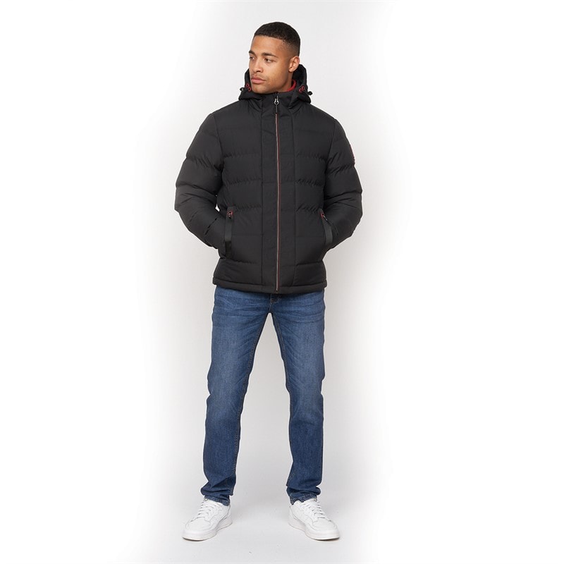 Crosshatch Mænd Kampnew Prægning Placket Jakke Sort - Billede 4
