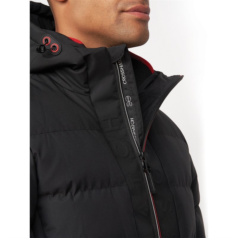Crosshatch Mænd Kampnew Prægning Placket Jakke Sort - Billede 5