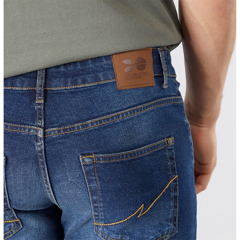 Crosshatch Herre Bandol Straight Fit Jeans Mørk Vask - Billede 3