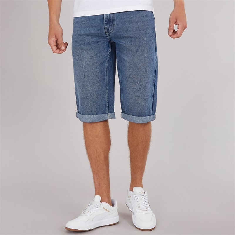 Crosshatch Herre Tillforth Baggy Denim Shorts Stonewash