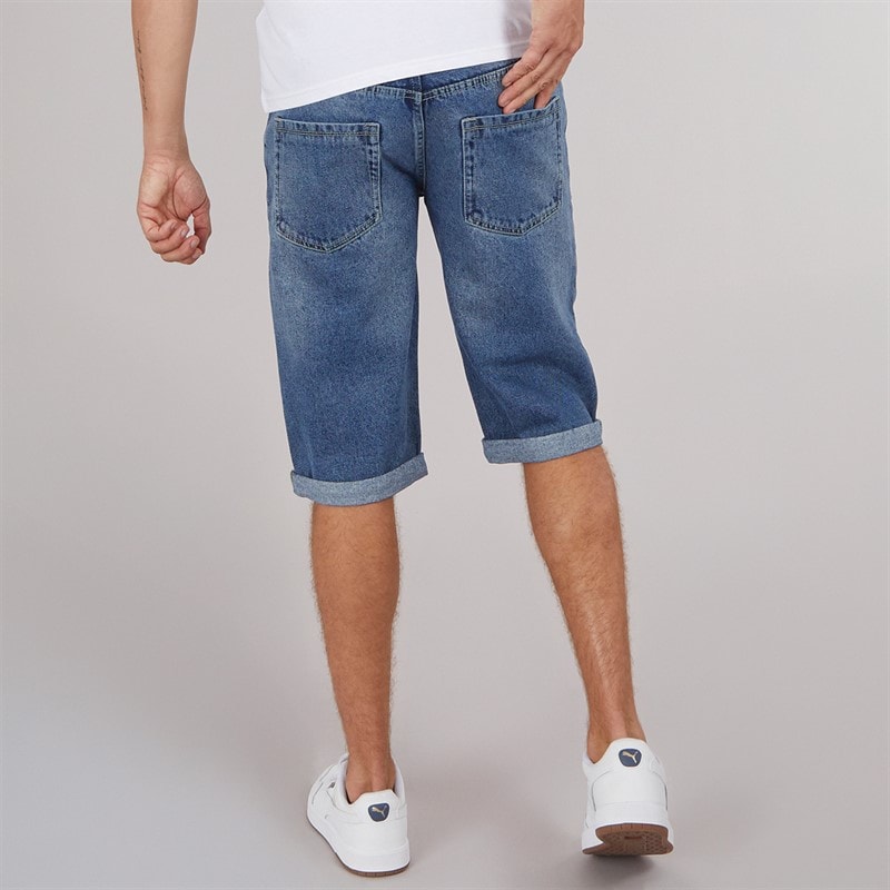 Crosshatch Herre Tillforth Baggy Denim Shorts Stonewash - Billede 2