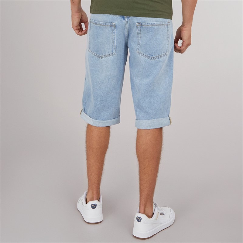 Crosshatch Herre Tillforth Baggy Denim Shorts Lys Vask - Billede 2