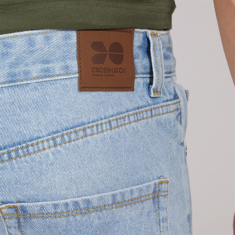 Crosshatch Herre Tillforth Baggy Denim Shorts Lys Vask - Billede 3