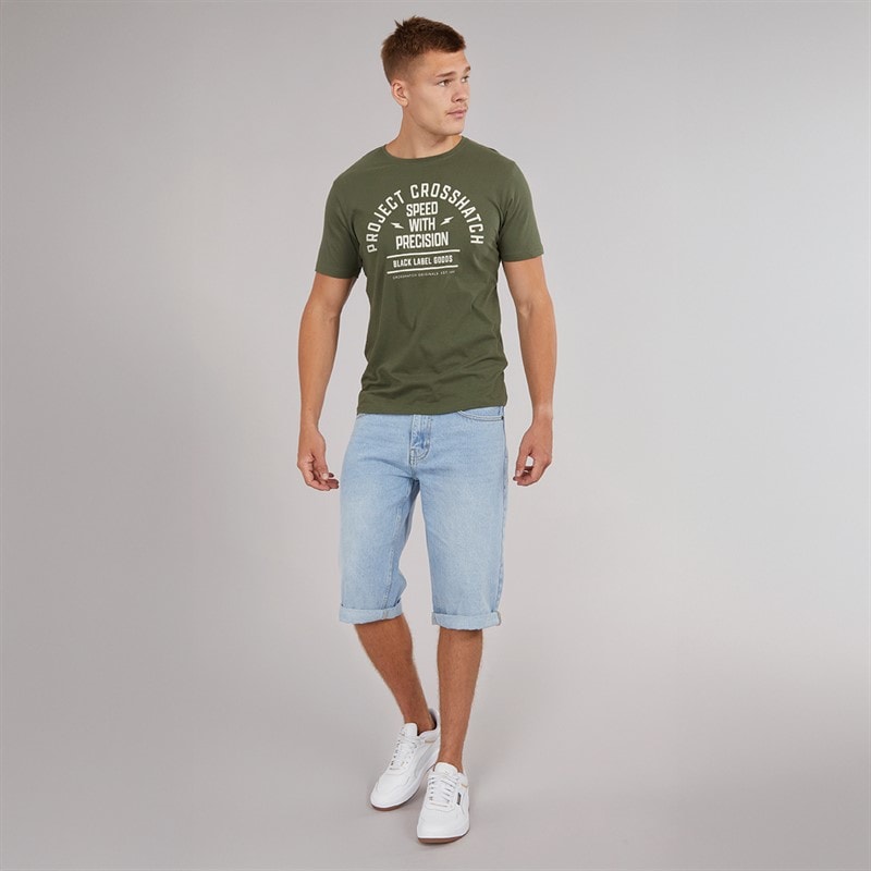 Crosshatch Herre Tillforth Baggy Denim Shorts Lys Vask - Billede 4