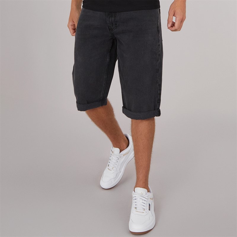 Crosshatch Herre Tillforth Baggy Denim Shorts Sort Vask - Billede 1