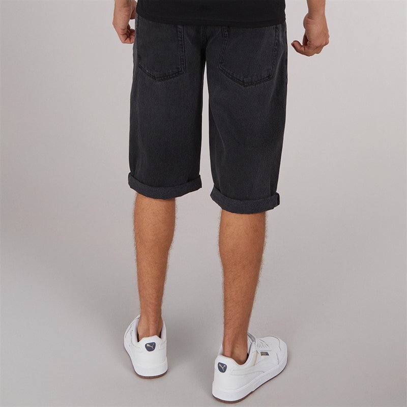 Crosshatch Herre Tillforth Baggy Denim Shorts Sort Vask - Billede 2