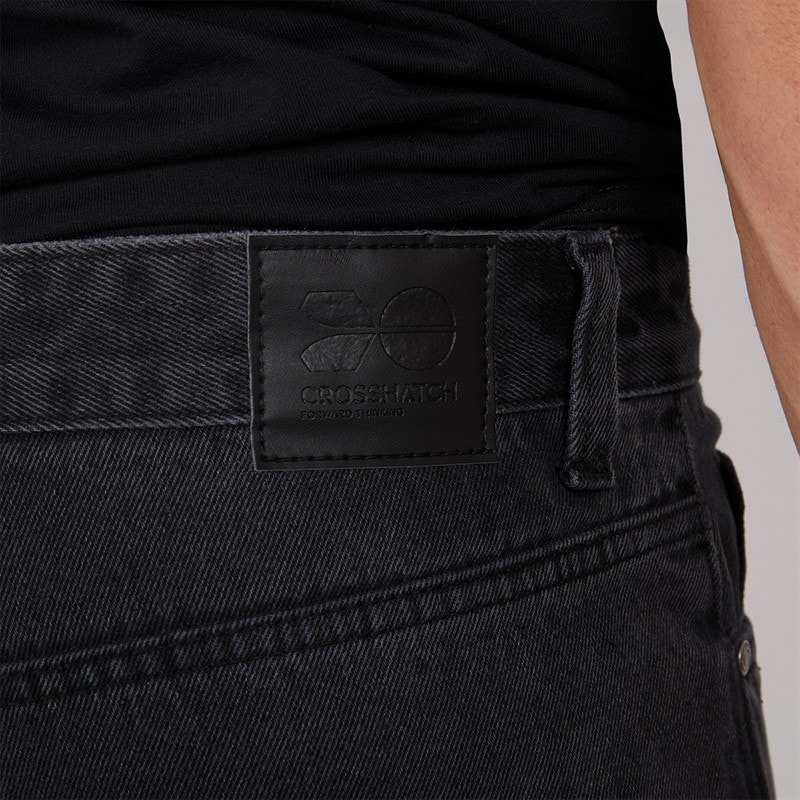 Crosshatch Herre Tillforth Baggy Denim Shorts Sort Vask - Billede 3