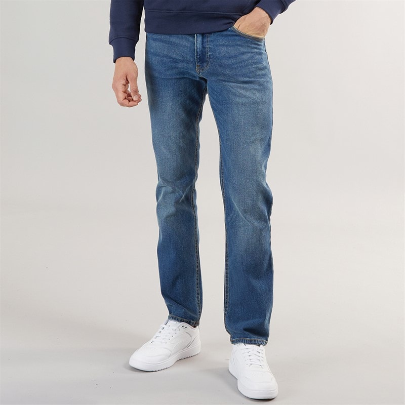 Crosshatch Herre Chas Regular Fit Jeans Medium Vask