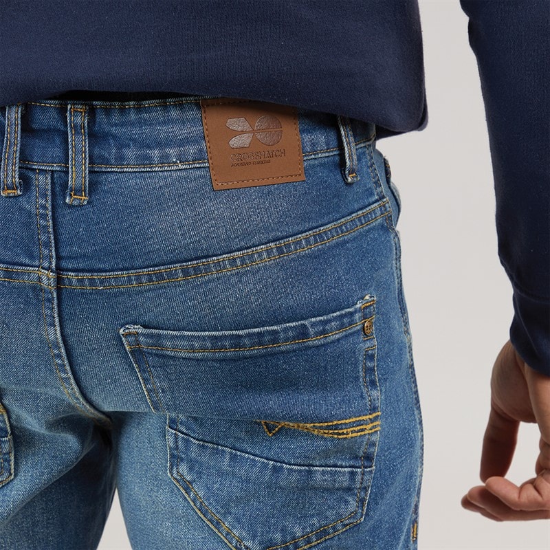 Crosshatch Herre Chas Regular Fit Jeans Medium Vask - Billede 3