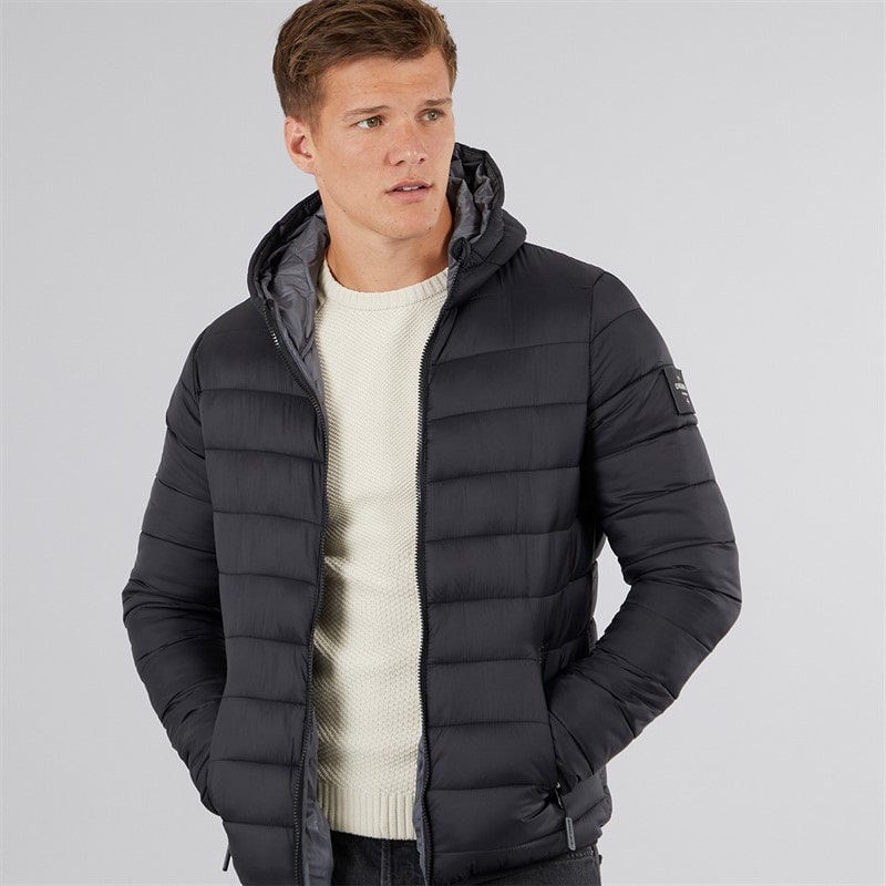 Crosshatch Herre Puff jakke med rynker Sort