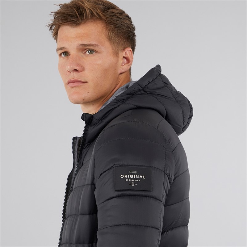 Crosshatch Herre Puff jakke med rynker Sort - Billede 3