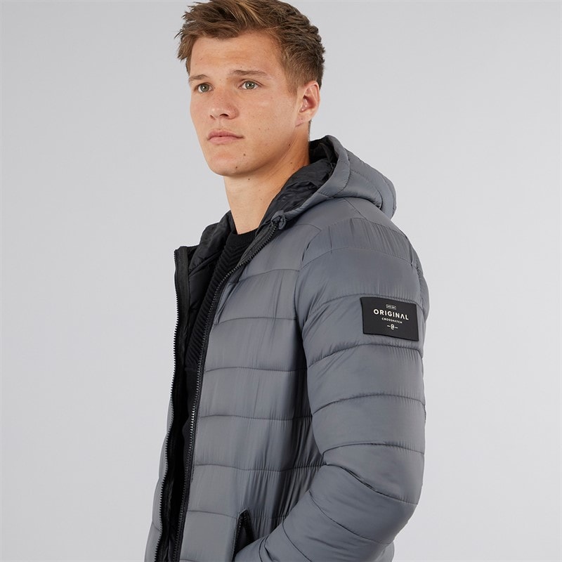 Crosshatch Herre Gattering Puffer Jakke Koksgrå - Billede 3