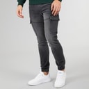 Crosshatch Malimore Denim Cuffed Cargo Bukser Vasket Sort