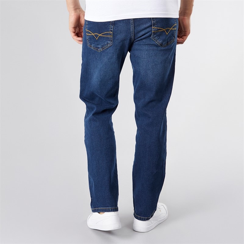 Crosshatch Herre Detendu Afslappet Pasform Jeans Mørk Vask - Billede 2