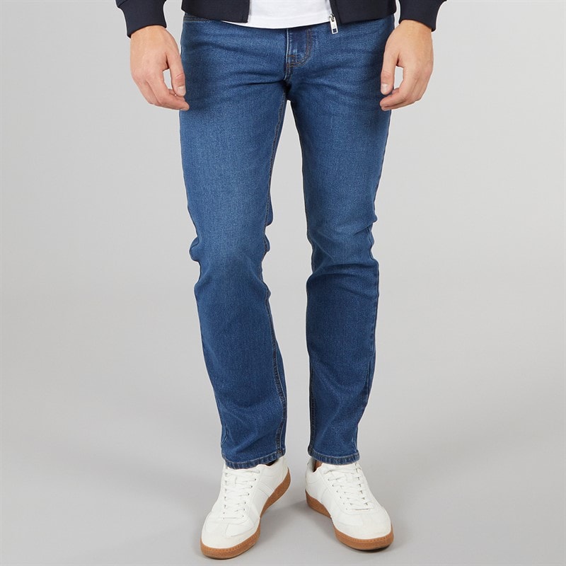 Crosshatch Herre Draker Straight Jeans Mellem Vask - Billede 1