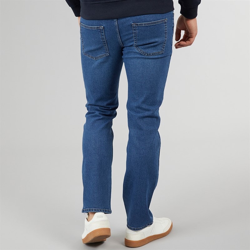 Crosshatch Herre Draker Straight Jeans Mellem Vask - Billede 2