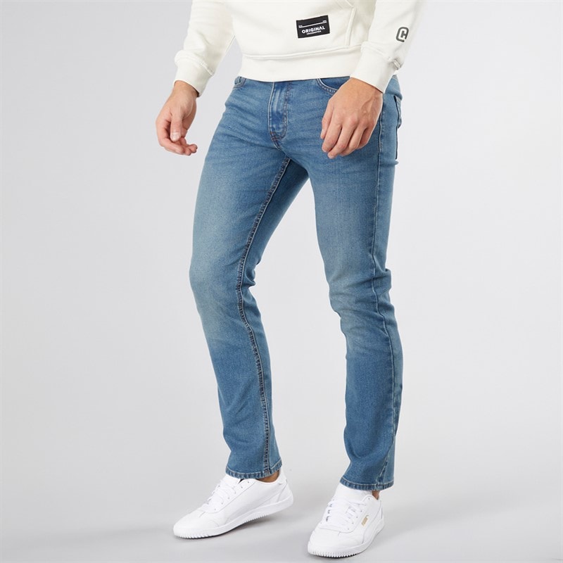 Crosshatch Herre Draker Lige Jeans Lys Vask