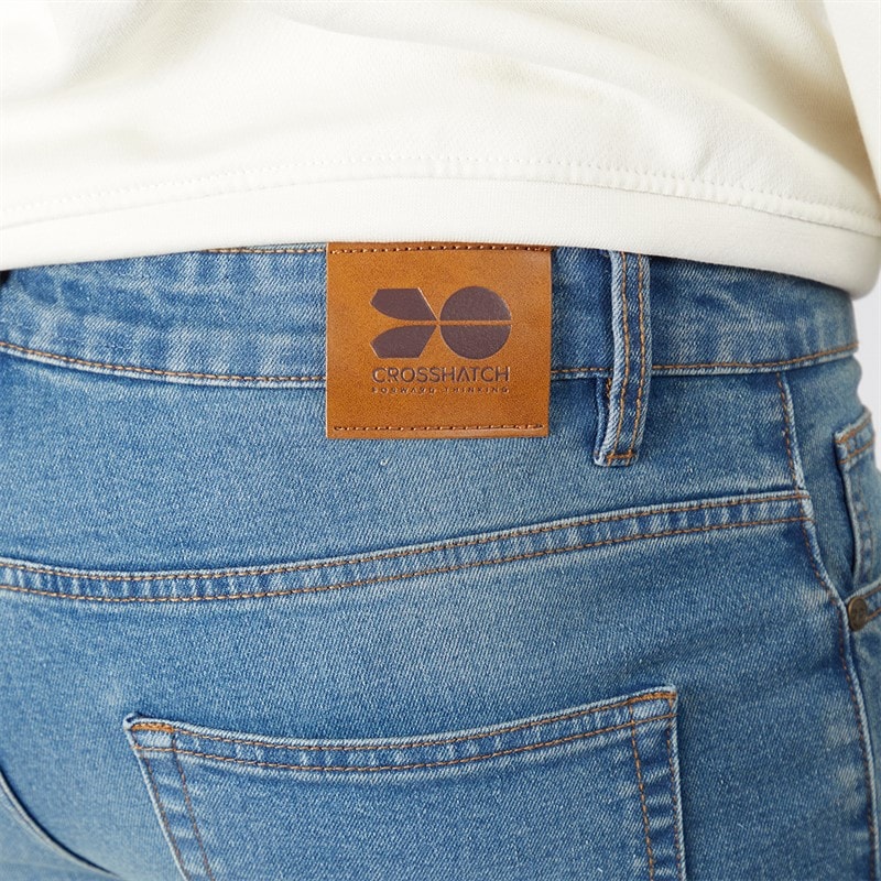 Crosshatch Herre Draker Lige Jeans Lys Vask - Billede 3