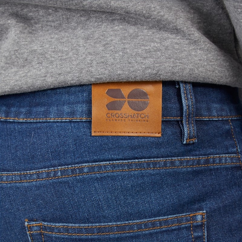 Crosshatch Herre Durtan Slim Fit Jeans Mørkevask - Billede 3