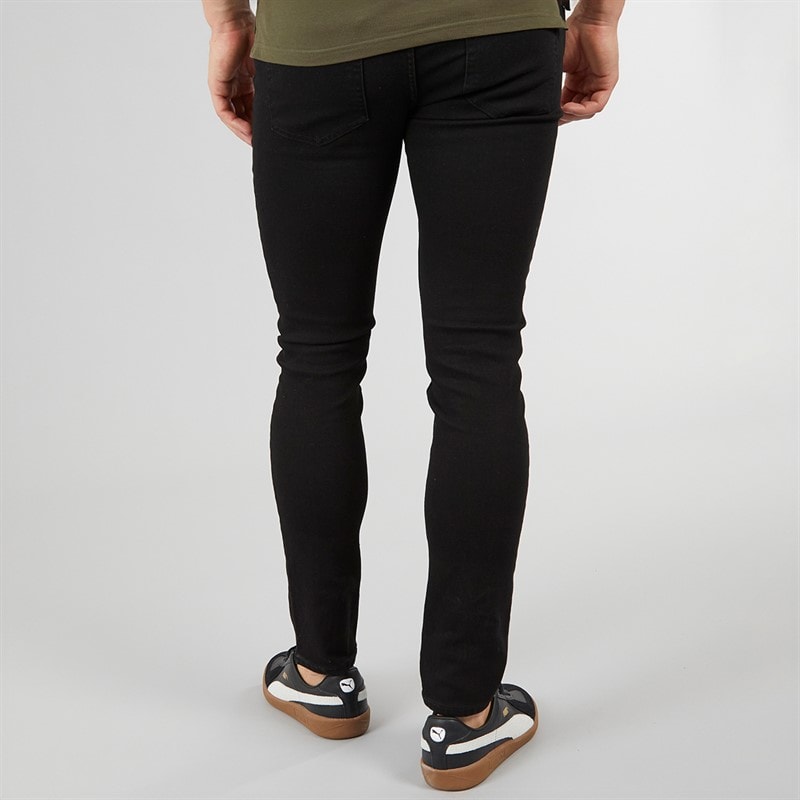 Crosshatch Herre Durtan Slim Fit Jeans Sort Vask - Billede 2