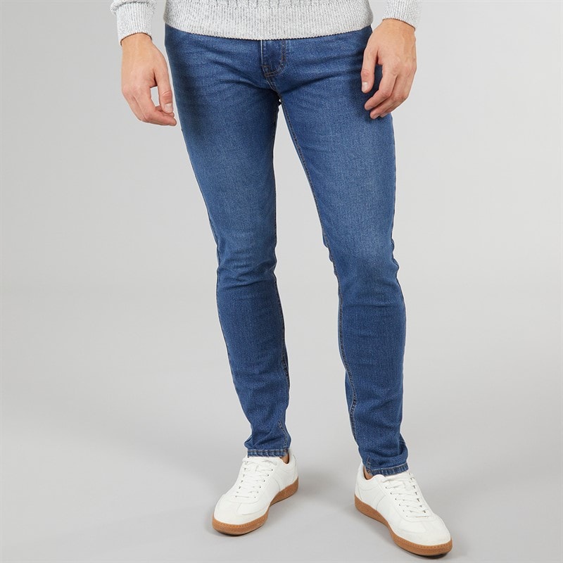 Crosshatch Herre Durtan Slim Fit Jeans Mellem Vask - Billede 1