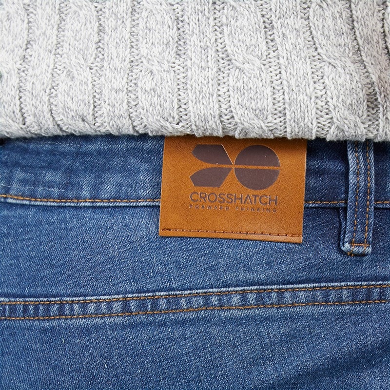 Crosshatch Herre Durtan Slim Fit Jeans Mellem Vask - Billede 3