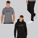 Crosshatch Herre Chemberry Hættetrøje T-shirt Og Joggingbukser Med Åben Kant Sæt Sort/Koksgrå