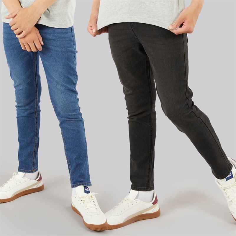Crosshatch Drenge Slim To Pak Jeans Mellem Vask/Sort Vasket