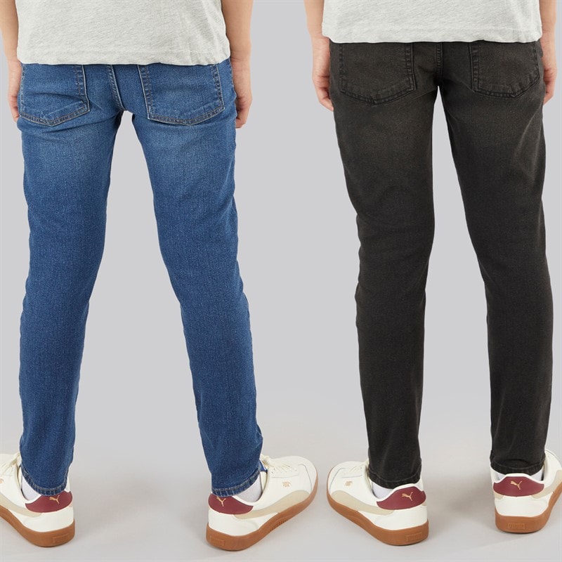 Crosshatch Drenge Slim To Pak Jeans Mellem Vask/Sort Vasket - Billede 2