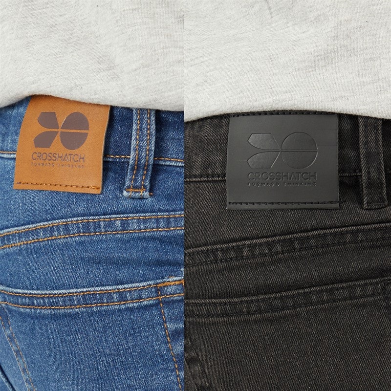 Crosshatch Drenge Slim To Pak Jeans Mellem Vask/Sort Vasket - Billede 3