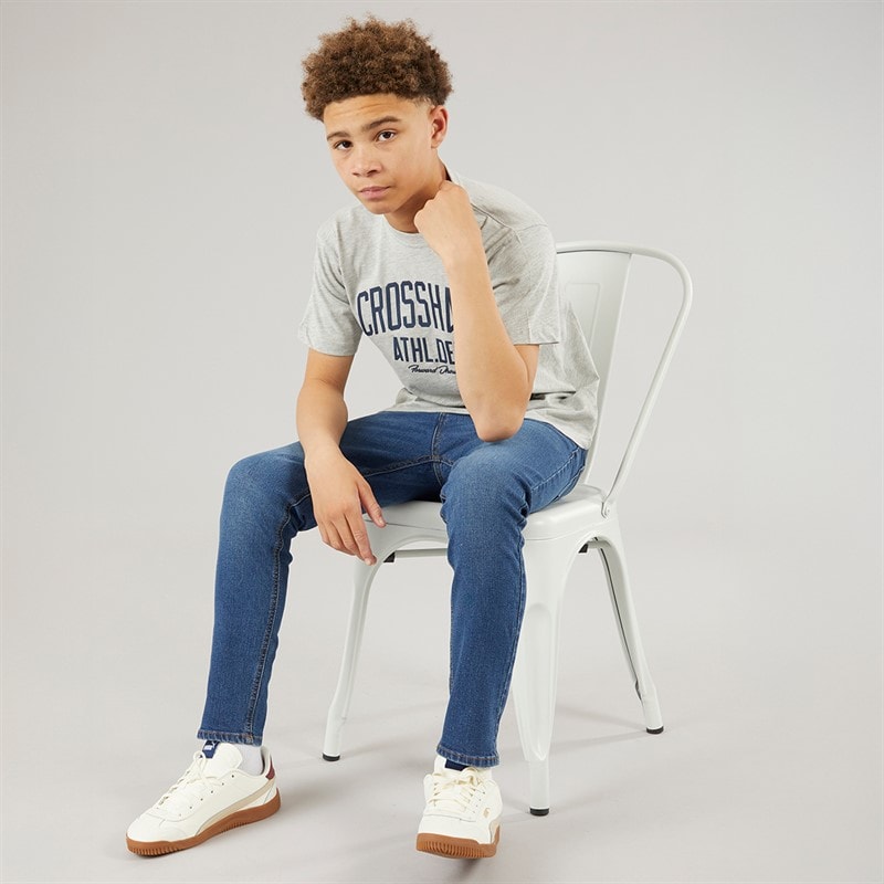 Crosshatch Drenge Slim To Pak Jeans Mellem Vask/Sort Vasket - Billede 4