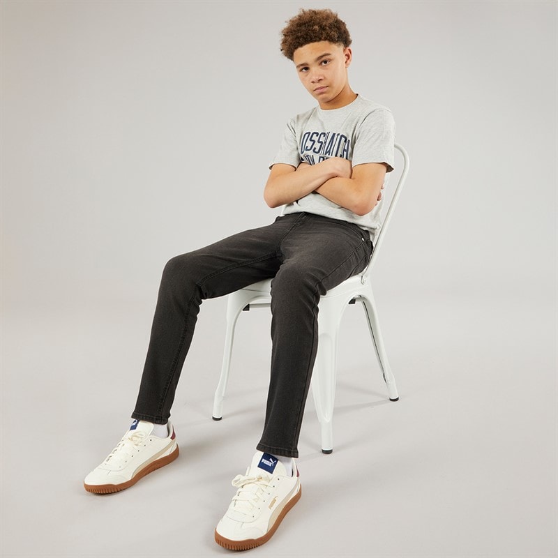 Crosshatch Drenge Slim To Pak Jeans Mellem Vask/Sort Vasket - Billede 5